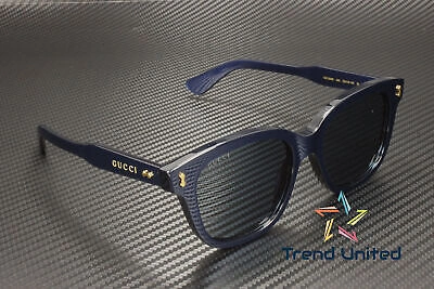 Pre-owned Gucci Gg1264s 002 Rectangular Squared Acetate Blue 52 Mm Men's Sunglasses