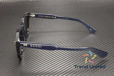 Pre-owned Gucci Gg1264s 002 Rectangular Squared Acetate Blue 52 Mm Men's Sunglasses