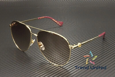 Pre-owned Gucci Gg1088s 002 Pilot Navigator Metal Gold Brown 61 Mm Women's Sunglasses