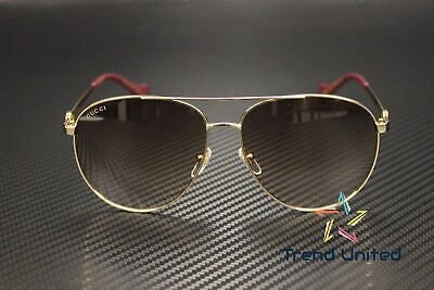 Pre-owned Gucci Gg1088s 002 Pilot Navigator Metal Gold Brown 61 Mm Women's Sunglasses