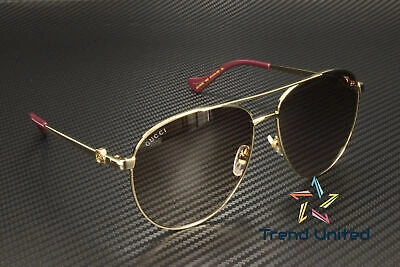 Pre-owned Gucci Gg1088s 002 Pilot Navigator Metal Gold Brown 61 Mm Women's Sunglasses