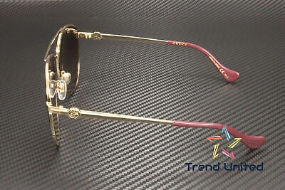 Pre-owned Gucci Gg1088s 002 Pilot Navigator Metal Gold Brown 61 Mm Women's Sunglasses