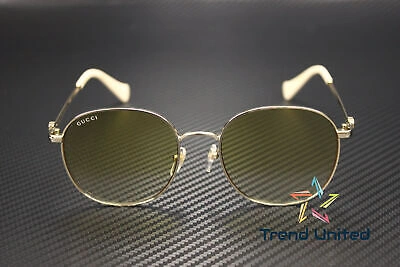 Pre-owned Gucci Gg1142s 003 Round Oval Panthos Metal Gold Yellow 56 Mm Women's Sunglasses