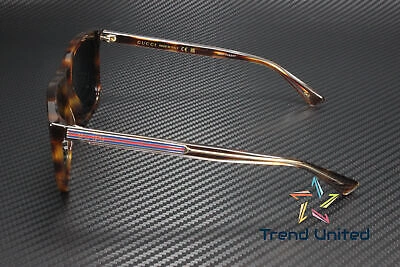 Pre-owned Gucci Gg0381sn 009 Rectangular Square Acetate Havana Blue 57 Mm Men's Sunglasses