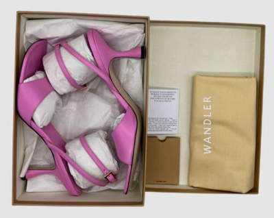 Pre-owned Wandler $700  Women's Pink Julio Lambskin Ankle-strap Sandal Shoe Size Eu 37/us 7