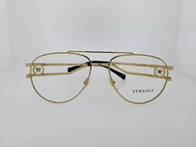 Pre-owned Versace 1269 1002 57mm Gold Frame With Crear Demo Lenses In Clear
