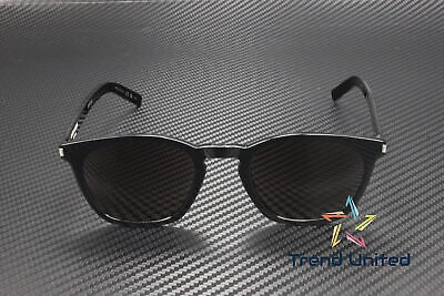 Pre-owned Saint Laurent Sl 28 Slim 001 Rectangular Squared Black 49 Mm Unisex Sunglasses In Gray