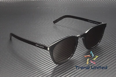 Pre-owned Saint Laurent Sl 28 Slim 001 Rectangular Squared Black 49 Mm Unisex Sunglasses In Gray