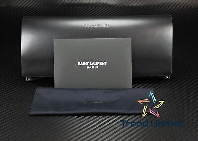 Pre-owned Saint Laurent Sl 28 Slim 001 Rectangular Squared Black 49 Mm Unisex Sunglasses In Gray