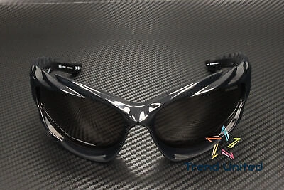 Pre-owned Balenciaga Bb0255s 001 Geometrical Bio Black Grey 78 Mm Unisex Sunglasses In Gray