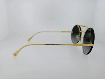 Pre-owned Versace Sunglasses 2244 10028g 56mm Round Gold Frame With Grey Gradient Lenses In Gray