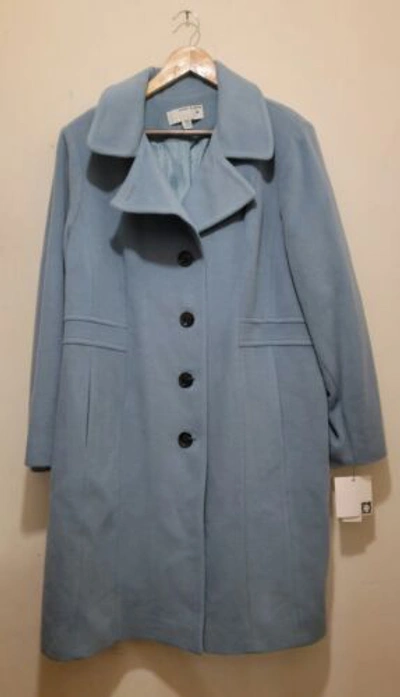 Pre-owned Anne Klein Women's Plus Cashmere Blend Coat Powder Blue Sz 16w