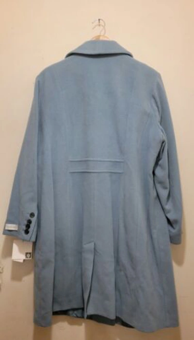 Pre-owned Anne Klein Women's Plus Cashmere Blend Coat Powder Blue Sz 16w
