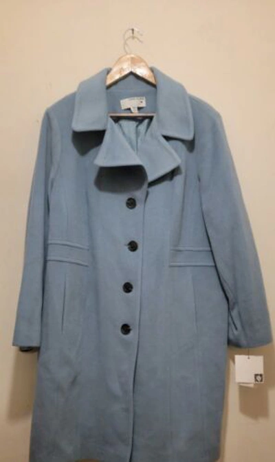 Pre-owned Anne Klein Women's Plus Cashmere Blend Coat Powder Blue Sz 16w