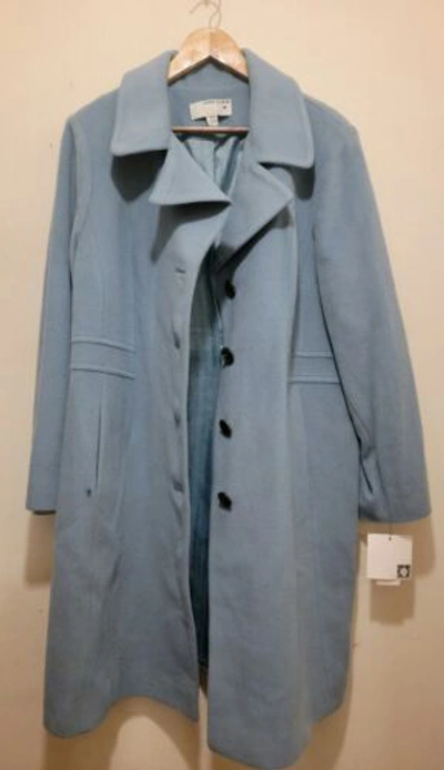 Pre-owned Anne Klein Women's Plus Cashmere Blend Coat Powder Blue Sz 16w