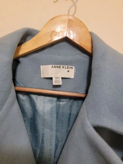 Pre-owned Anne Klein Women's Plus Cashmere Blend Coat Powder Blue Sz 16w