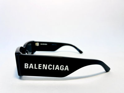 Pre-owned Balenciaga Max Square 0260 Black 001 Fashion Logo Narrow Slim Sunglasses Bb0260s In Gray