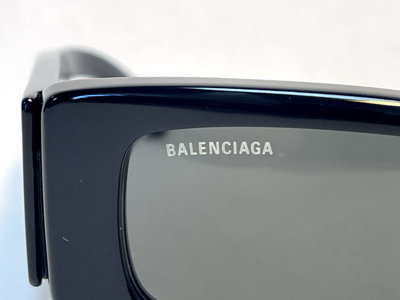 Pre-owned Balenciaga Max Square 0260 Black 001 Fashion Logo Narrow Slim Sunglasses Bb0260s In Gray