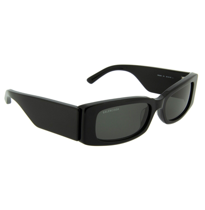 Pre-owned Balenciaga Max Square 0260 Black 001 Fashion Logo Narrow Slim Sunglasses Bb0260s In Gray