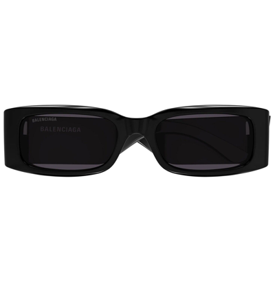 Pre-owned Balenciaga Max Square 0260 Black 001 Fashion Logo Narrow Slim Sunglasses Bb0260s In Gray