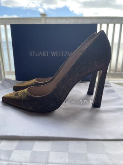 Pre-owned Stuart Weitzman Chicster Bronze Nighttime Lame Pumps Bnib 8.5m $425 In Gold