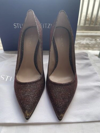 Pre-owned Stuart Weitzman Chicster Bronze Nighttime Lame Pumps Bnib 8.5m $425 In Gold