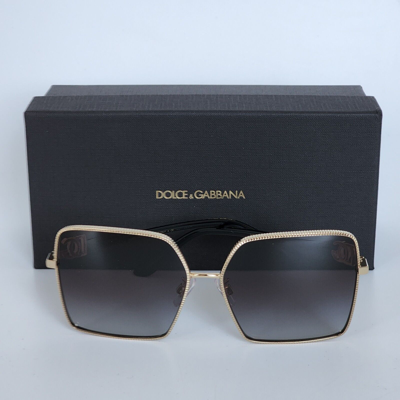 Pre-owned Dolce & Gabbana ? Dg 2279 02/8g Gold/ Black/ Grey Gradient Square Sunglasses In Grey Black Shaded