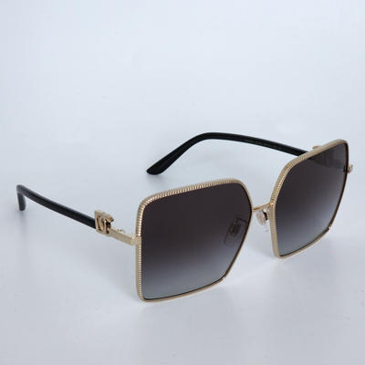 Pre-owned Dolce & Gabbana ? Dg 2279 02/8g Gold/ Black/ Grey Gradient Square Sunglasses In Grey Black Shaded