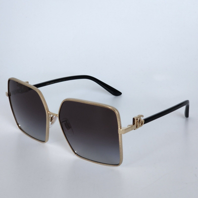 Pre-owned Dolce & Gabbana ? Dg 2279 02/8g Gold/ Black/ Grey Gradient Square Sunglasses In Grey Black Shaded