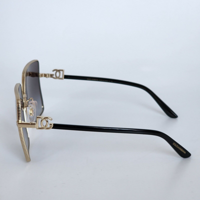 Pre-owned Dolce & Gabbana ? Dg 2279 02/8g Gold/ Black/ Grey Gradient Square Sunglasses In Grey Black Shaded