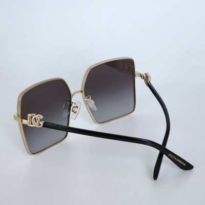 Pre-owned Dolce & Gabbana ? Dg 2279 02/8g Gold/ Black/ Grey Gradient Square Sunglasses In Grey Black Shaded