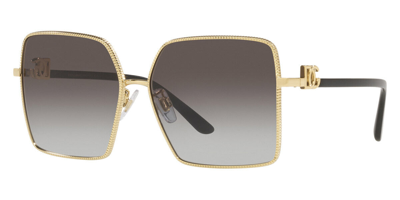 Pre-owned Dolce & Gabbana ? Dg 2279 02/8g Gold/ Black/ Grey Gradient Square Sunglasses In Grey Black Shaded