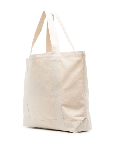 Shop Maison Kitsuné Logo-print Canvas Tote Bag In Neutrals