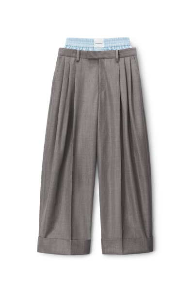 Shop Alexander Wang Layered Tailored Trouser In Wool Blend In Grey
