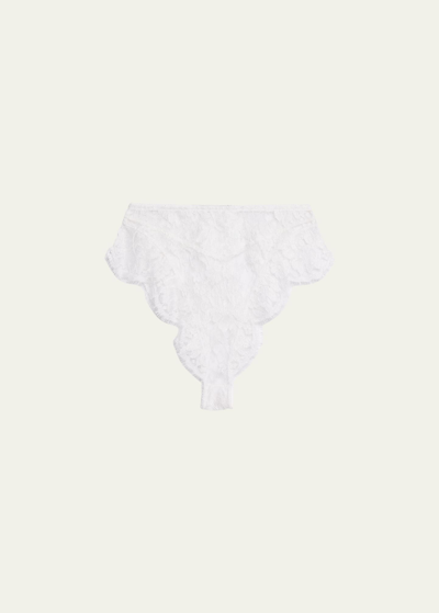 Shop Dolce & Gabbana High-cut Scalloped Floral Lace Briefs In Opt.white