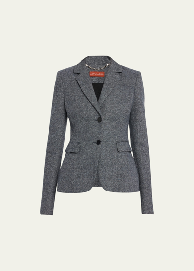 Shop Altuzarra Fenice Tailored Wool Jacket In Smokey Grey Melan