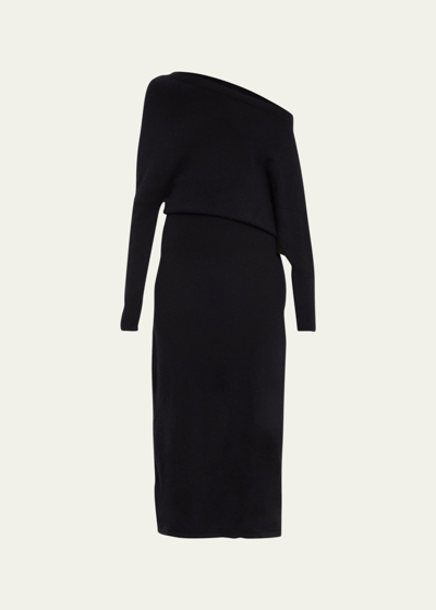 Shop Altuzarra Kasos Off-shoulder Cashmere Maxi Dress In Black
