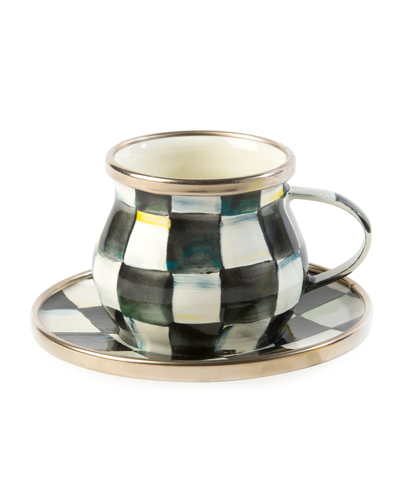 Shop Mackenzie-childs Courtly Check Enamel Espresso Cup & Saucer Set