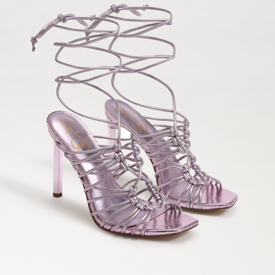 Shop Sam Edelman Lylah Lace Up Stiletto Sandal Lilac Quartz In Purple