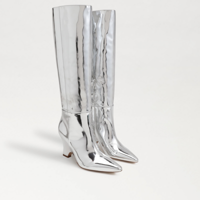 Shop Sam Edelman Vance Knee High Boot Soft Silver In Metallic