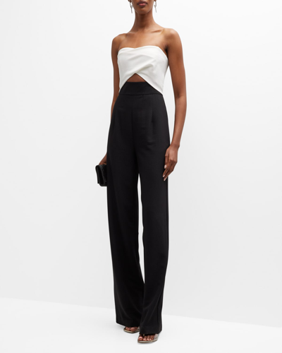 Shop Black Halo Jada Two-tone Strapless Cutout Jumpsuit In Black Pearl