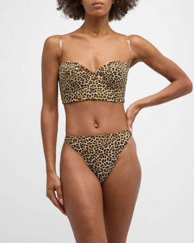 Shop Norma Kamali Luca Leopard-print Bikini Bottoms In Bb Leopard