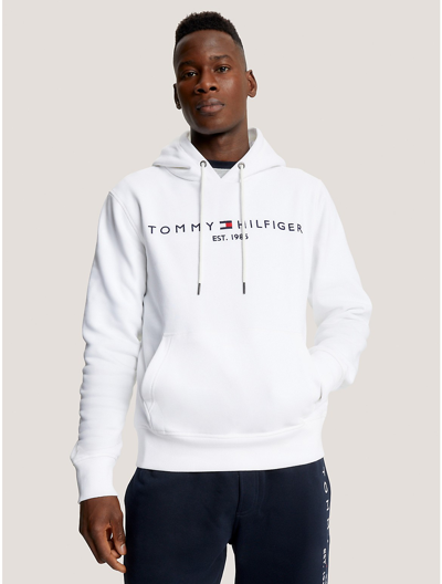 Shop Tommy Hilfiger Embroidered Tommy Logo Hoodie In White