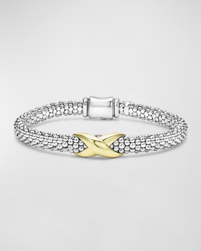 Shop Lagos Embrace X Station 18k Caviar Bracelet In Silver