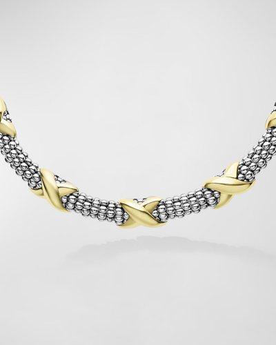 Shop Lagos Embrace 5 Station X Caviar Necklace In Silver