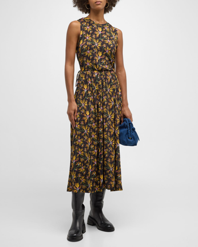 Shop Ulla Johnson Clea Sleeveless Floral Jersey Midi Dress In Maple