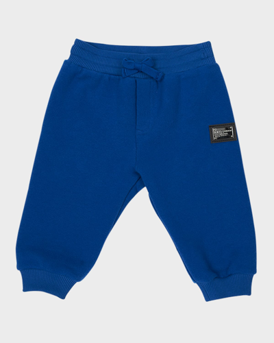 Shop Dolce & Gabbana Boy's Logo Plaque Sweat Pants In Dark Blue