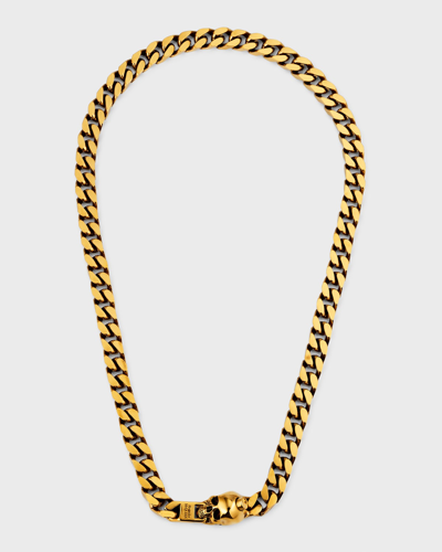 Shop Alexander Mcqueen Men's Skull Chain Necklace In Gold