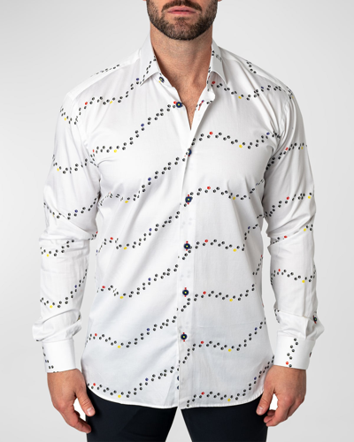 Shop Maceoo Men's Fibonacci Paw-print Sport Shirt In White