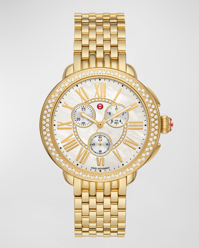 Shop Michele Serein 18k Gold Plated Diamond Watch